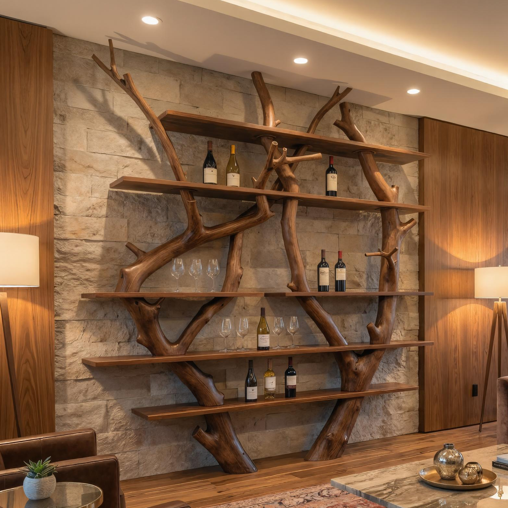 Contemporary Wooden Wine Rack Wall Shelf For Kitchen Dining Room Home Bar - view 3