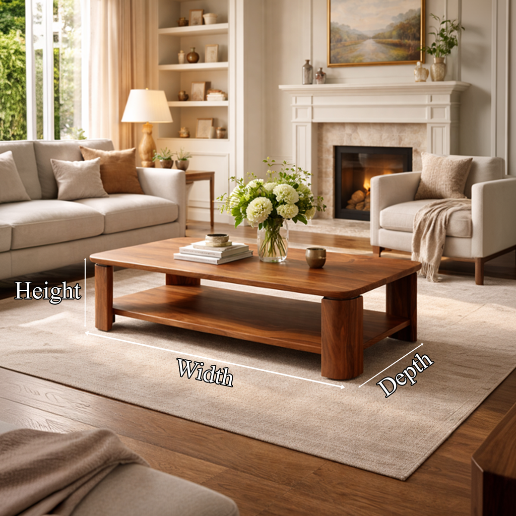 Classic Contemporary Solid Wood Coffee Table Timeless Living Room Interior - view 4