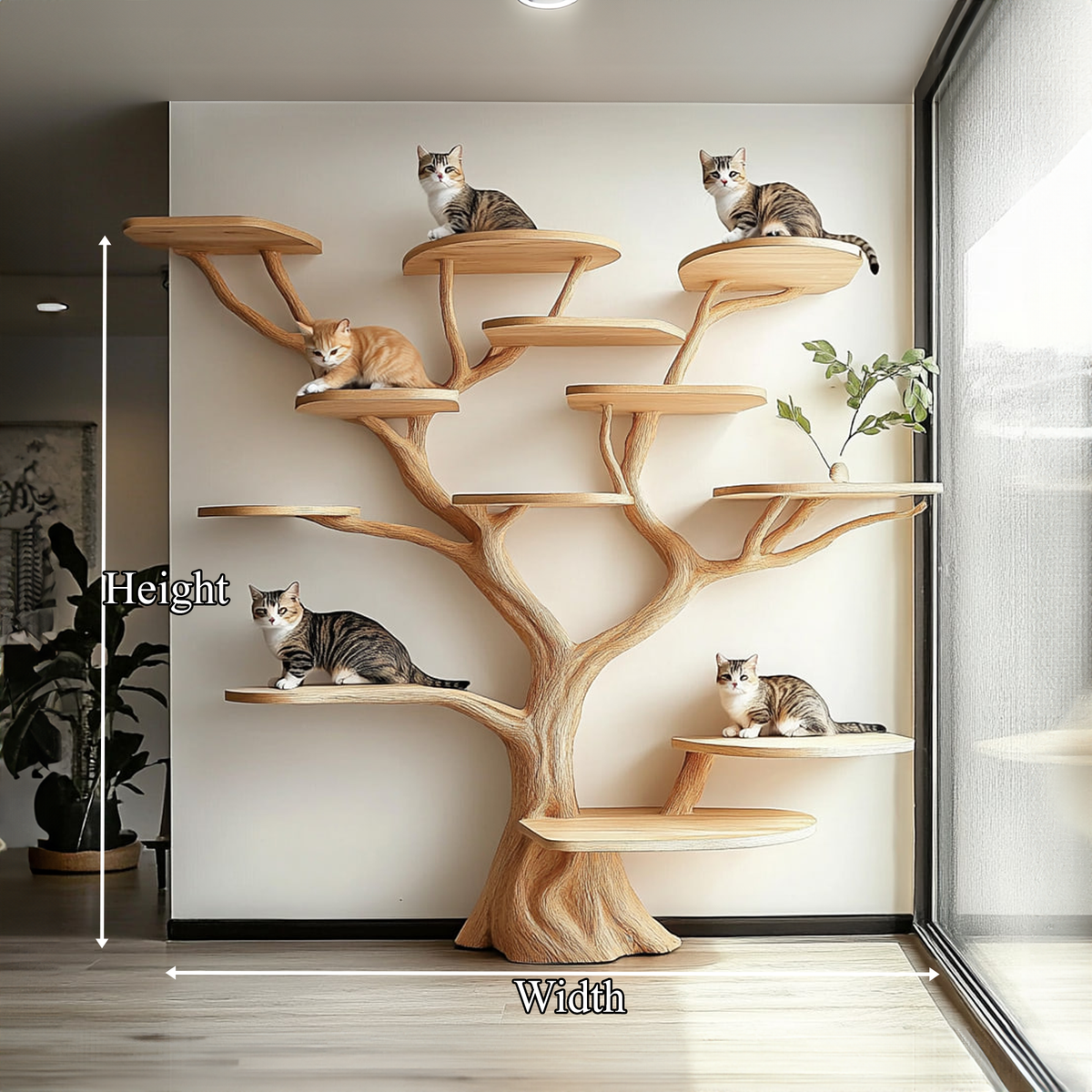 Artistic Cat Tree Sculptural Multi-Tier Climbing Shelf For Modern Living Room