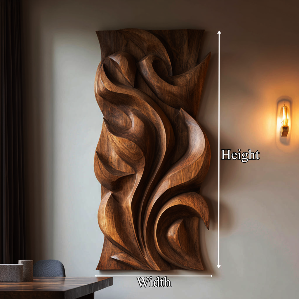 Abstract Carved Solid Wood Wall Art Sculptural Interior Decor - view 5