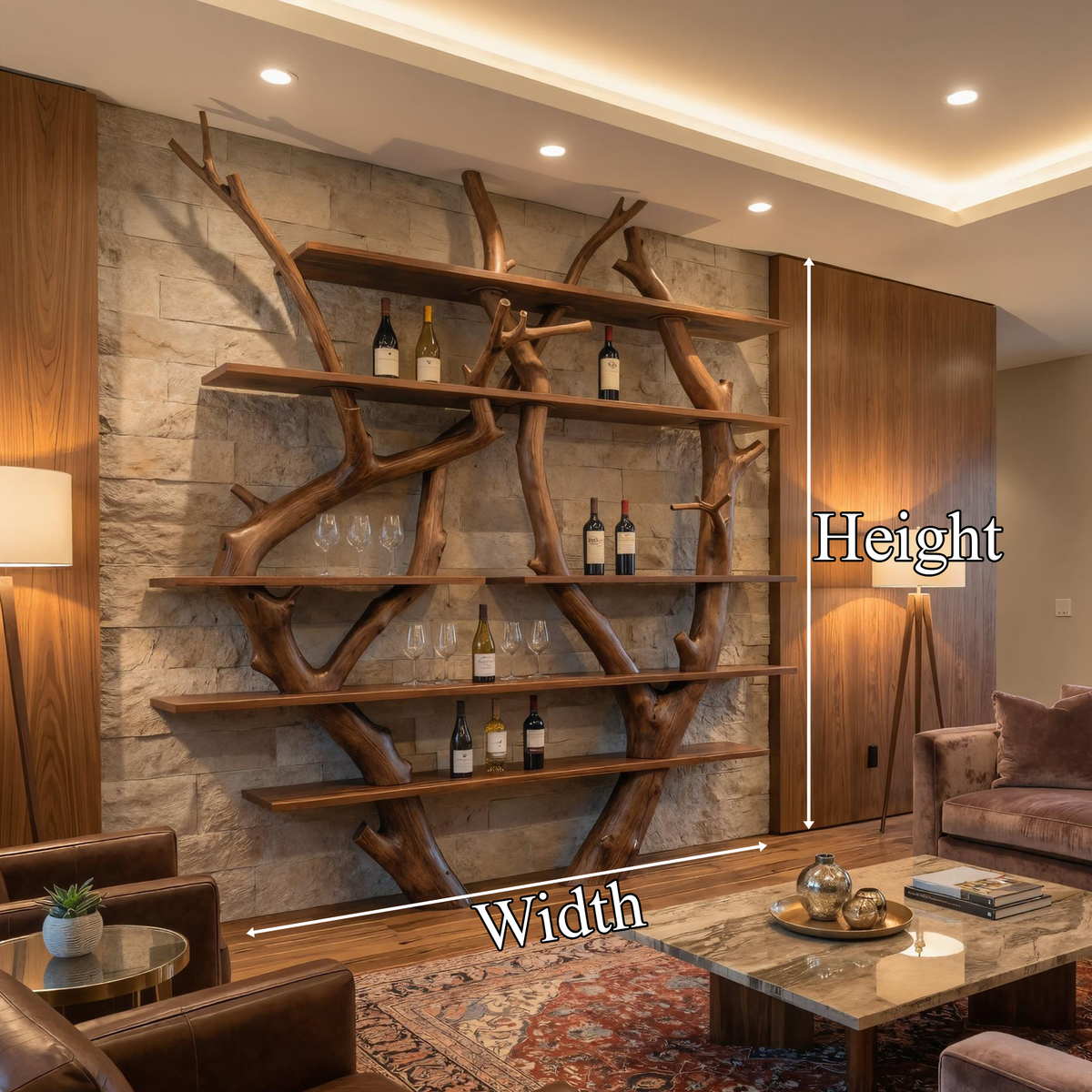 Contemporary Wooden Wine Rack Wall Shelf For Kitchen Dining Room Home Bar - view 6