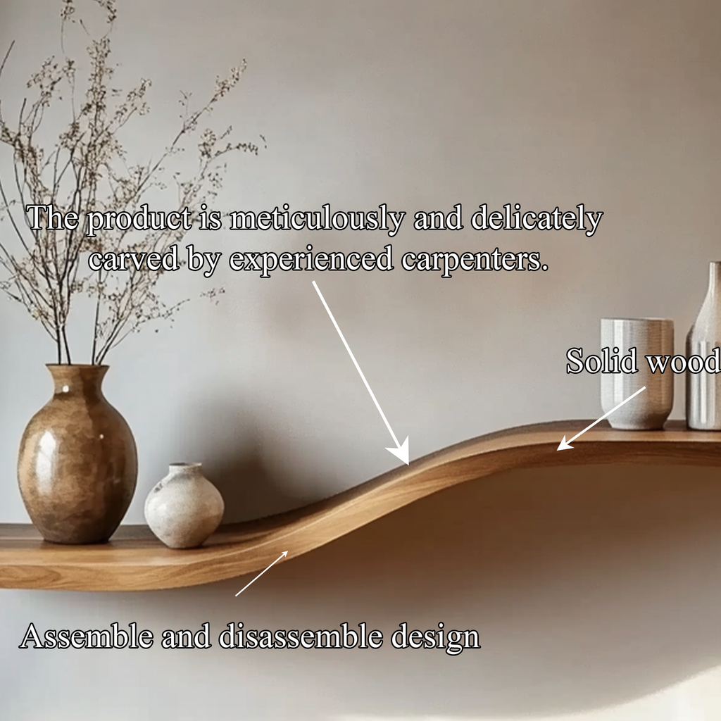 Curved Solid Wood Wall Shelf Minimal Organic Interior Decor