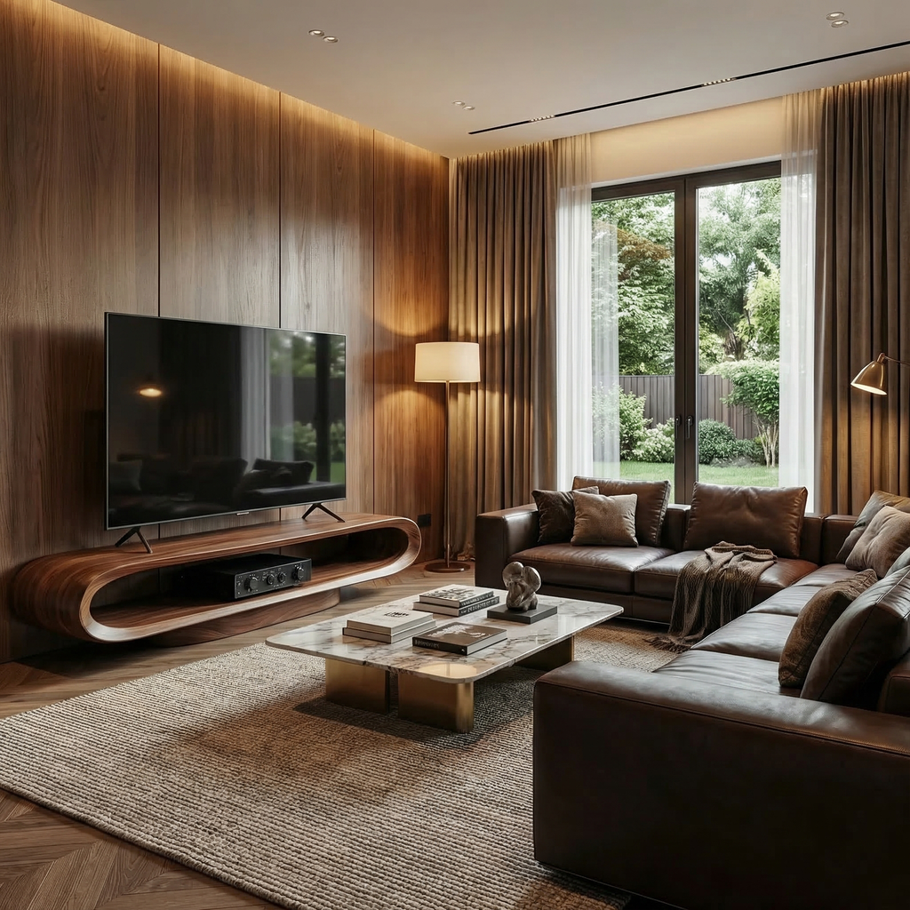 Artistic Curved TV Stand Entertainment Living Room And Lounge - view 2