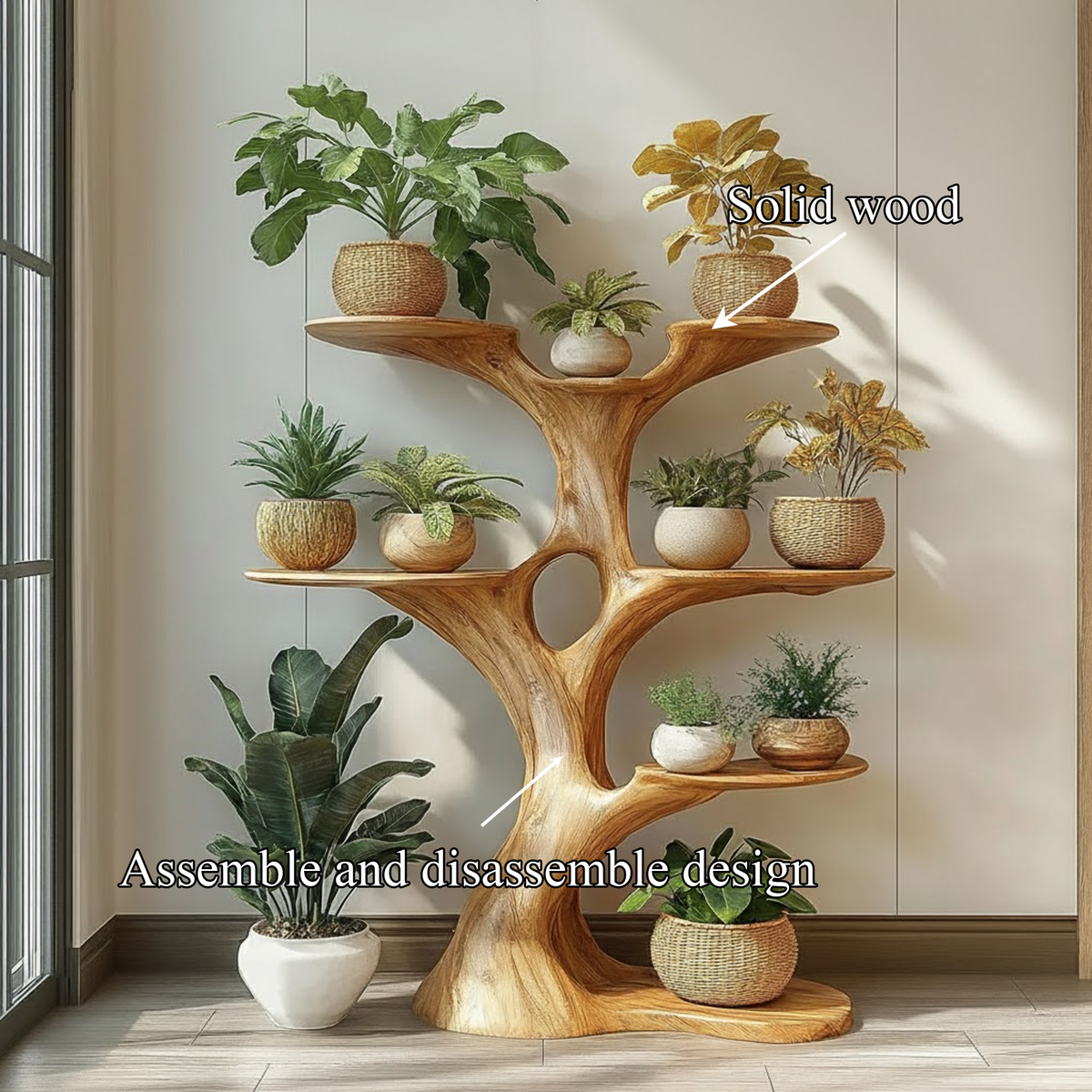 Artistic Tree Plant Stand Modern Living Room - view 2