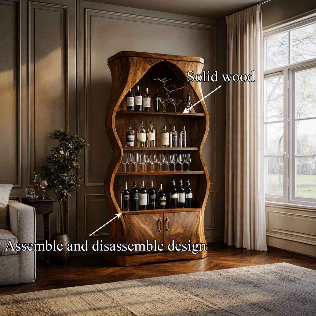 Artisan Solid Wood Wine Cabinet Dining Room