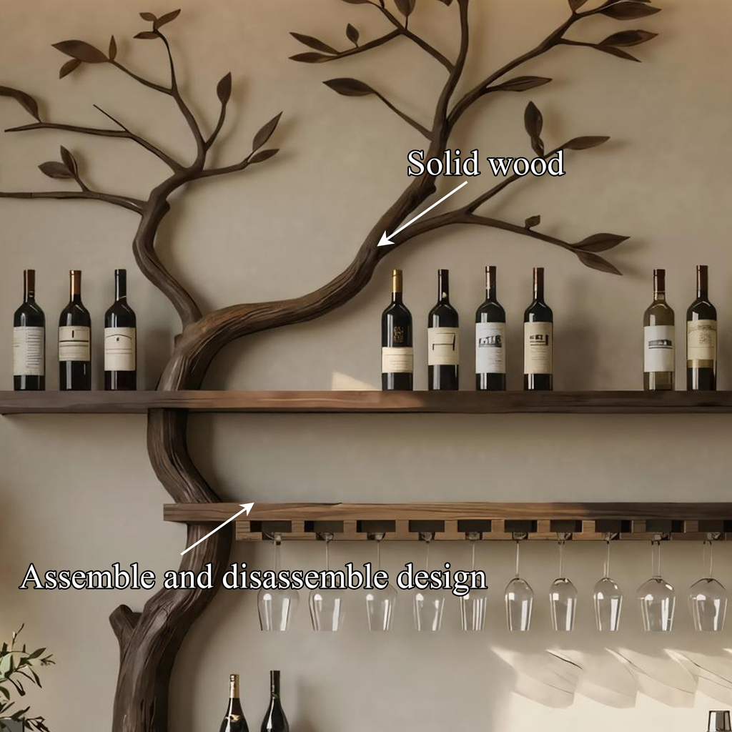 Artistic Tree Shaped Wooden Wall Wine Rack Bar Bottle Display Shelf Restaurant Bar Decor - view 5