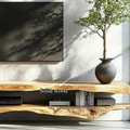 Combo 2 Pieces Rustic Floating TV Stand Living Room Media