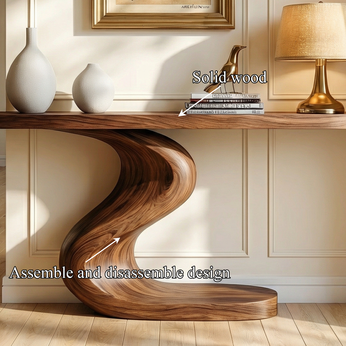 Artistic Flowing Base Console Table Entryway Hallway Living Room - view 5