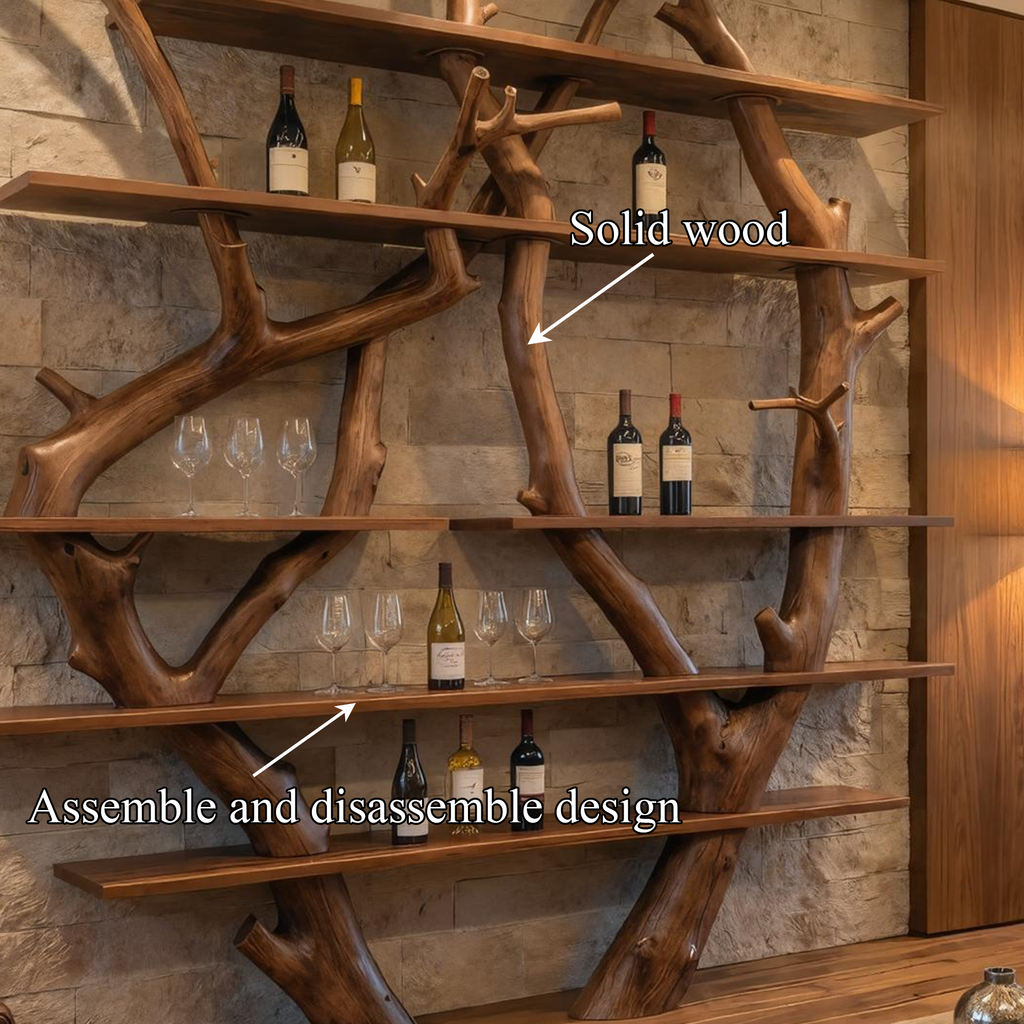 Contemporary Wooden Wine Rack Wall Shelf For Kitchen Dining Room Home Bar - view 5