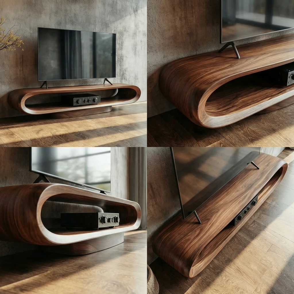 Artistic Curved TV Stand Entertainment Living Room And Lounge - view 5