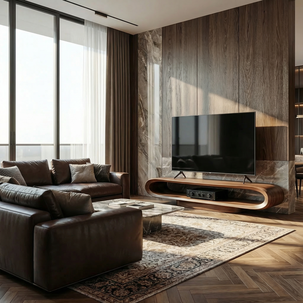 Artistic Curved TV Stand Entertainment Living Room And Lounge - view 4