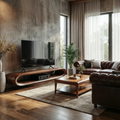 Artistic Curved TV Stand Entertainment Living Room And Lounge
