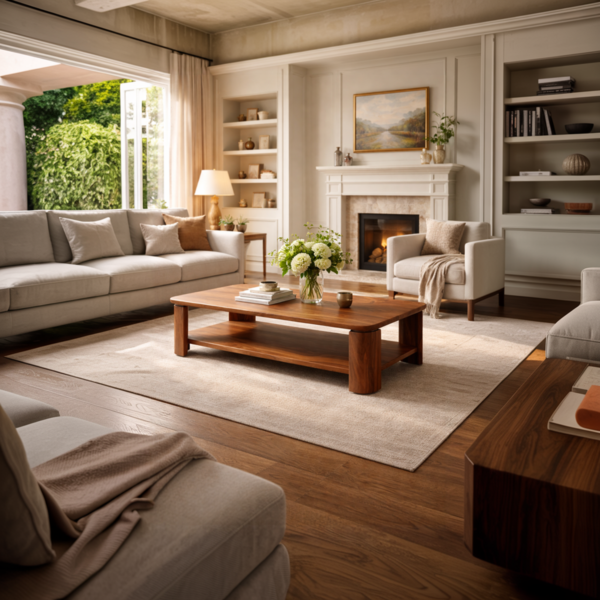 Classic Contemporary Solid Wood Coffee Table Timeless Living Room Interior - view 2