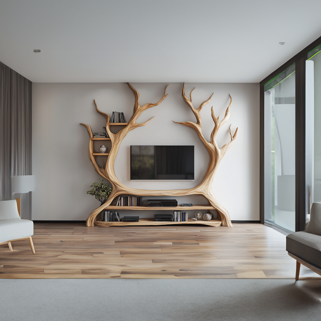Custom Tree Bookcase Cabinet TV Solid Wood Gitf - view 2