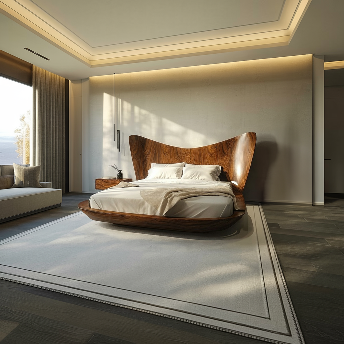 Contemporary Minimalist Bed Frame Bedroom Interior - view 2
