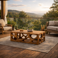 Architectural Carved Solid Wood Coffee Table Organic Void Design Statement Living Room