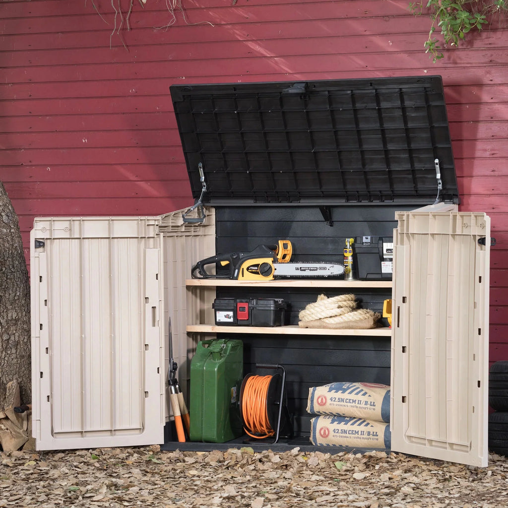 Keter S.I.O. Midi 4.3' x 2.3' x 3.7' Horizontal Resin Outdoor Storage Shed, Grey
