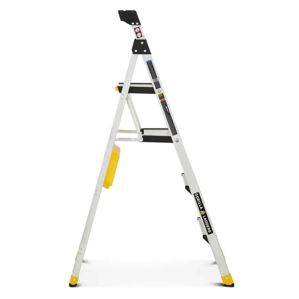 Gorilla Ladders Aluminum Dual Platform Heavy-Duty Ladder With Project Bucket, 5.5 ft, 300 lb Capacity - Multicolor