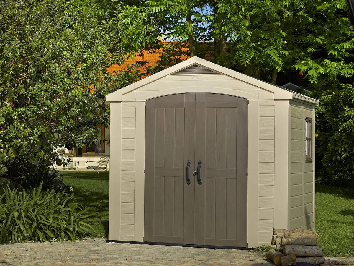 Keter Resin Outdoor Storage Shed, Taupe, 8 x 11 Foot - Factor