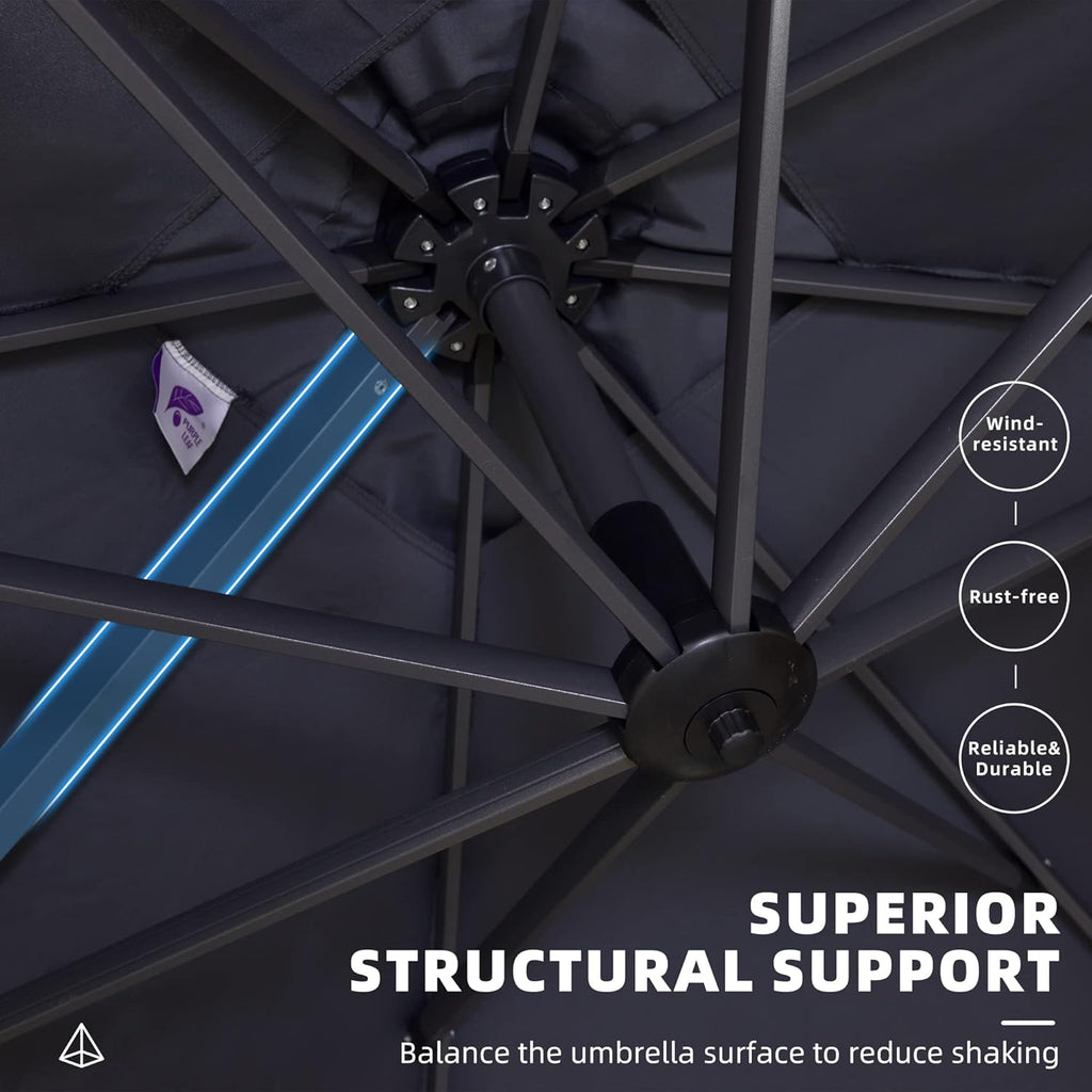 PURPLE LEAF 9 ft x 11.5 ft Grey Aluminum Offset Patio Umbrella