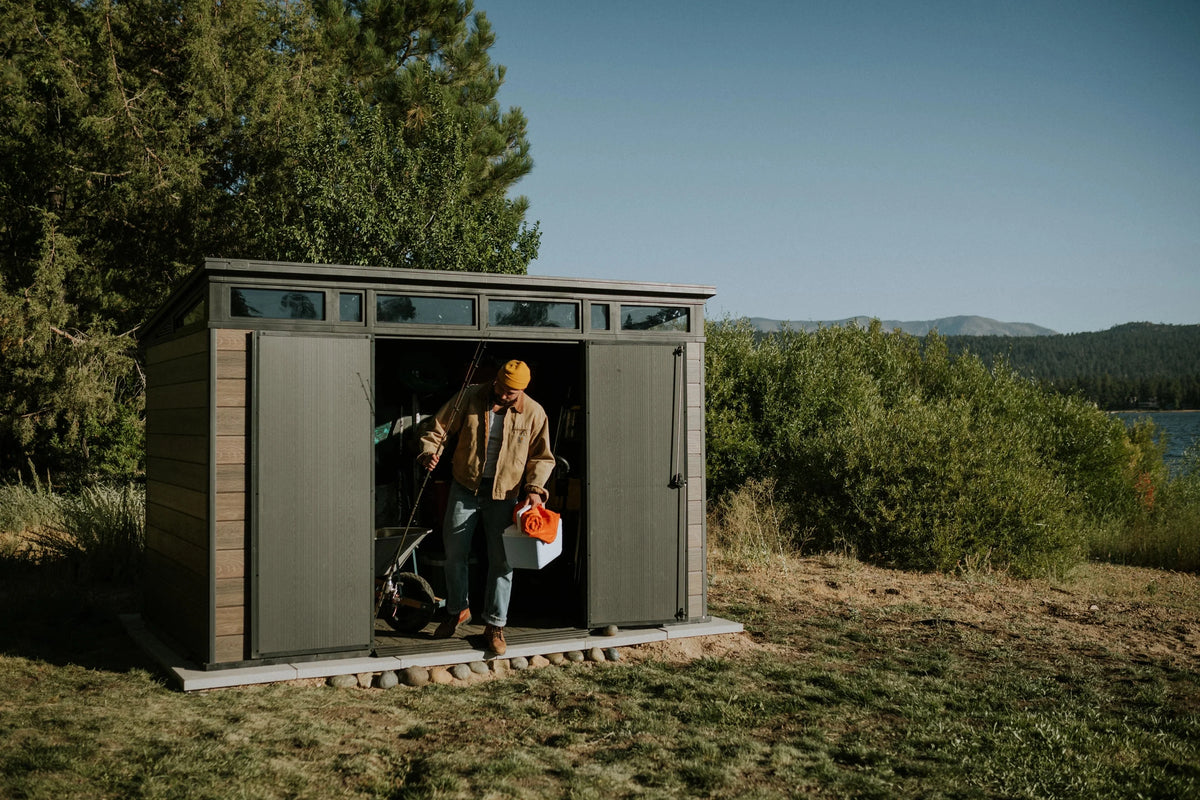 Keter Outdoor Storage Shed 11 x 7 ft, Walnut - Signature