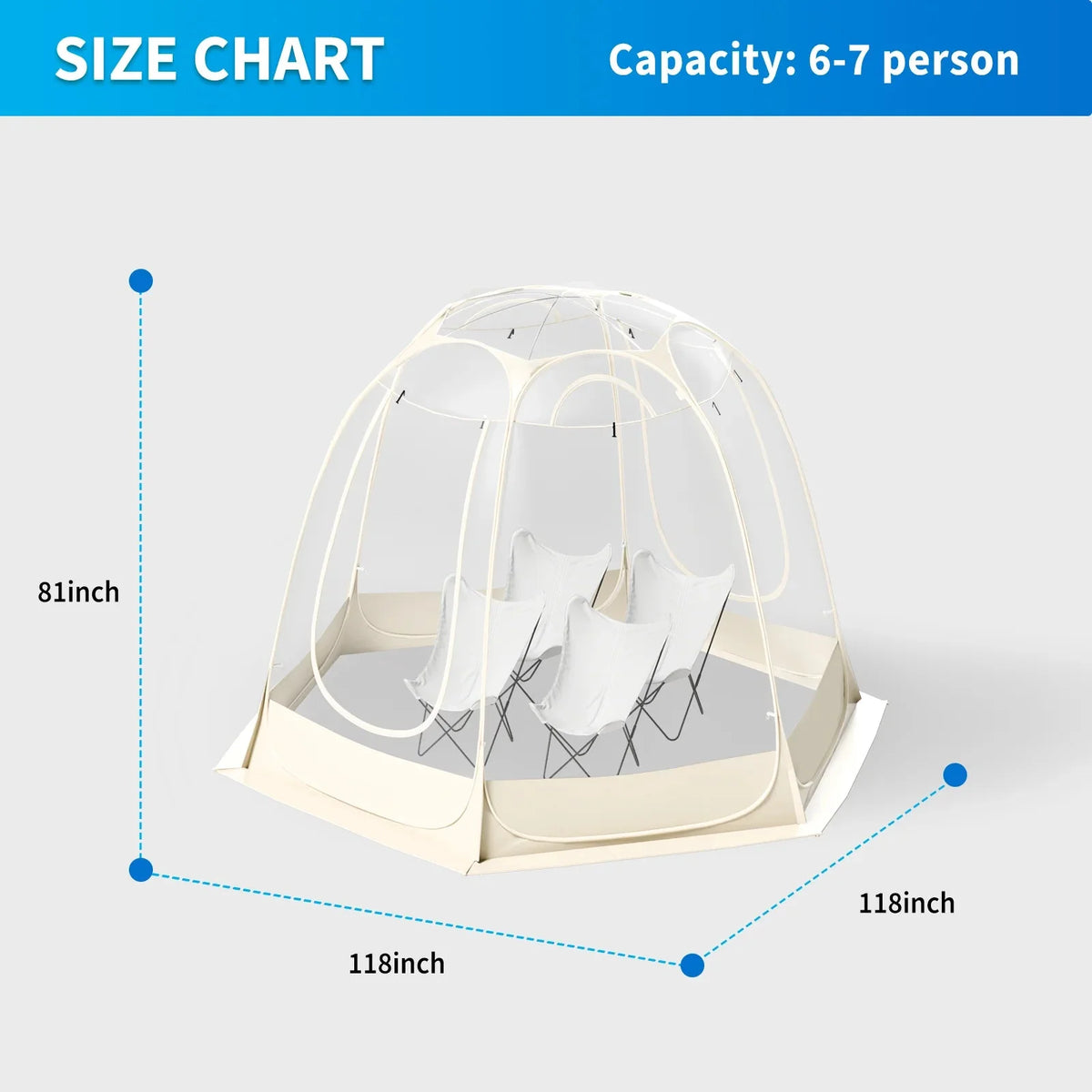 TABU Pop Up Bubble Sports Tent, Clear, 10 x 10 ft, 6-7 People