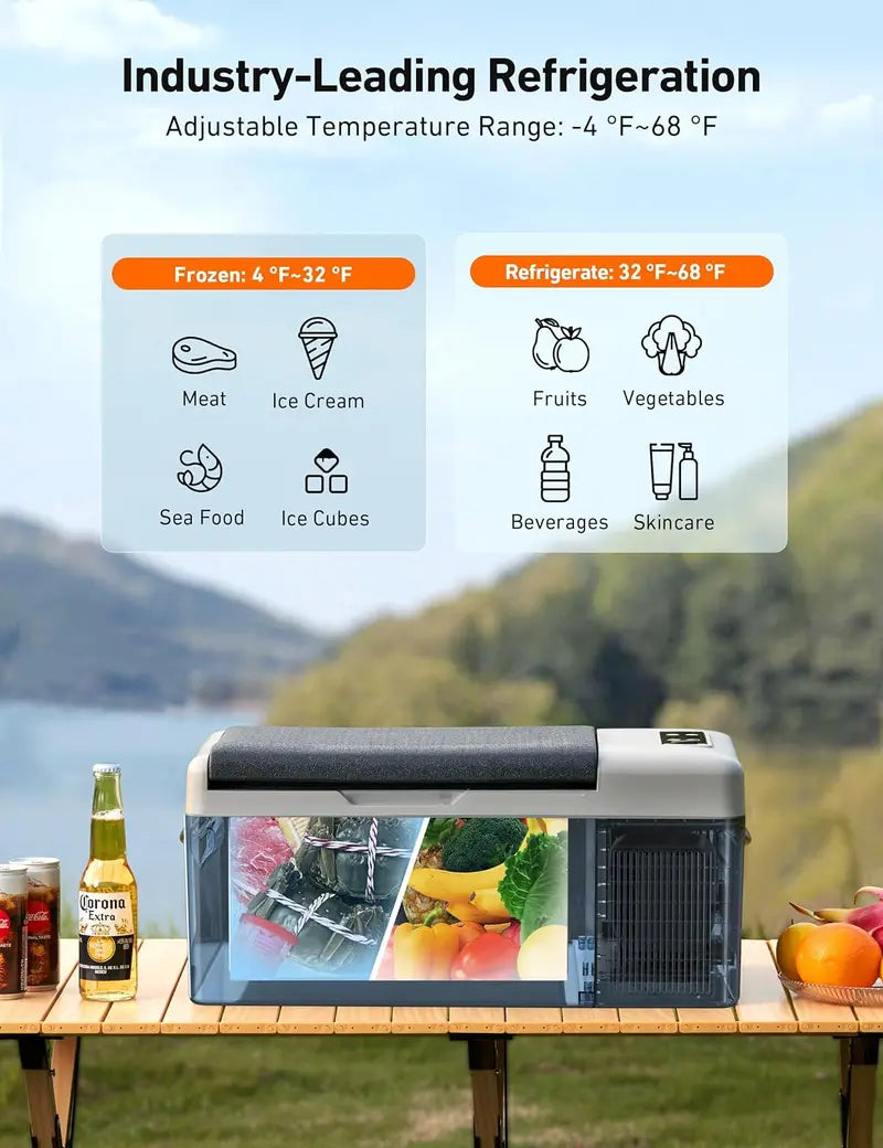 AstroAI Portable Car Refrigerator 15L, 12/24V DC and 110V AC, Black - C15