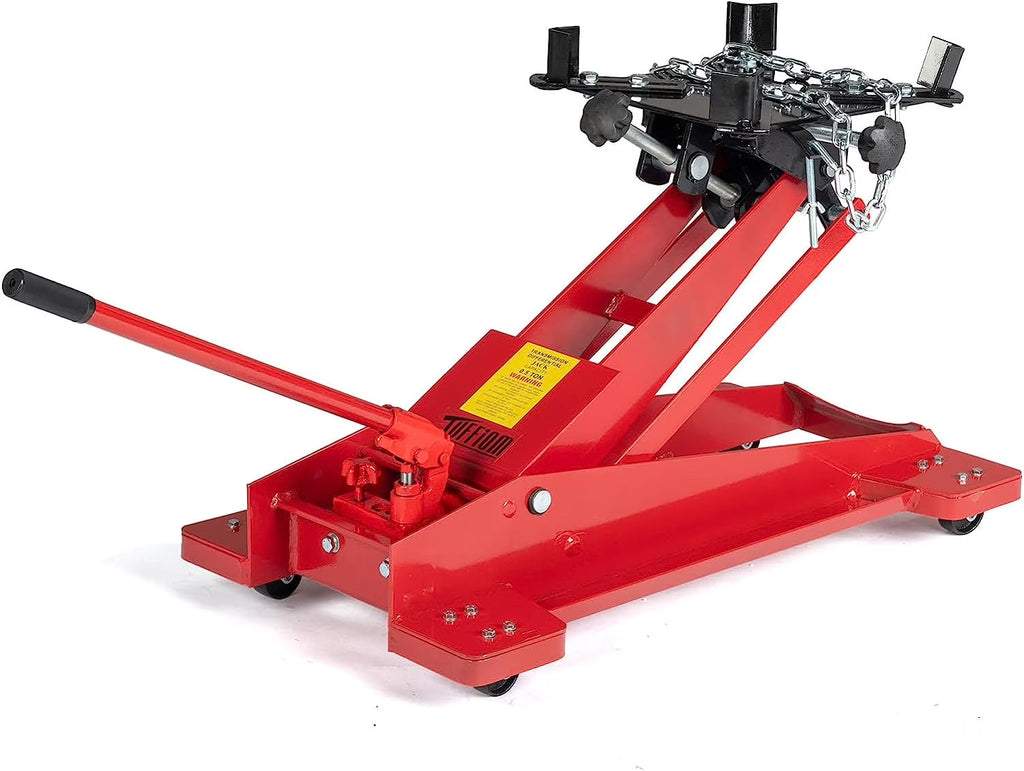 TUFFIOM Hydraulic Transmission Jack, 1,000 lb Capacity, 6.7 in. to 26.4 in., Red