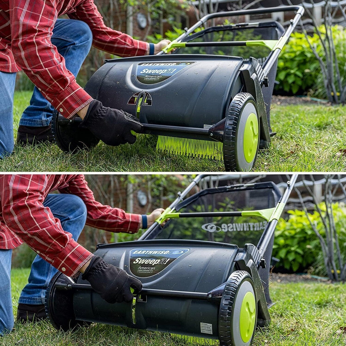 21-Inch Leaf And Grass Push Lawn Sweeper, Black