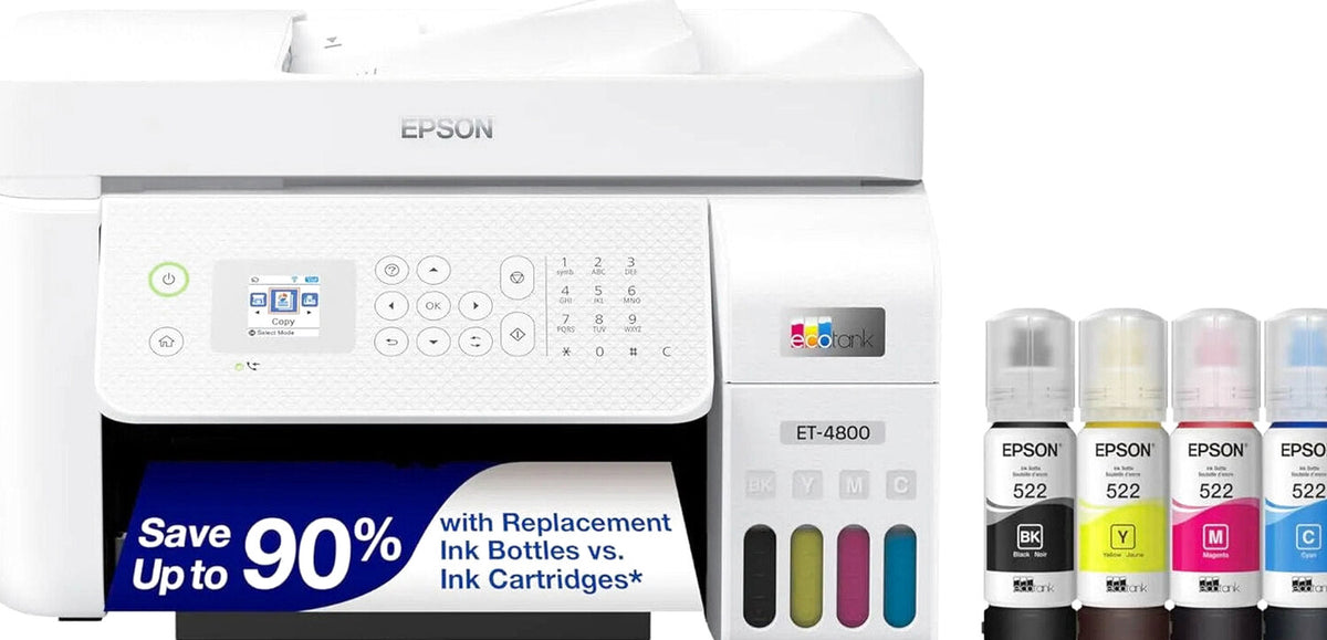 Epson EcoTank ET-4800 Wireless All-in-One Inkjet Printer, White - ET-4800