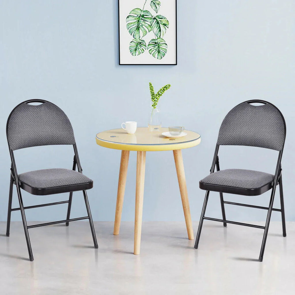 Costway Folding Chairs With Fabric Upholstered Padded Seats And Metal Frame - Set Of 6