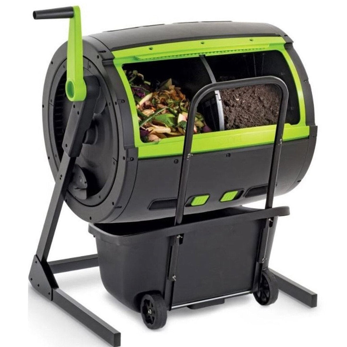 Maze 65-Gallon Compost Tumbler With 12-Gallon Cart, Black - 41.3 x 30 x 45 in
