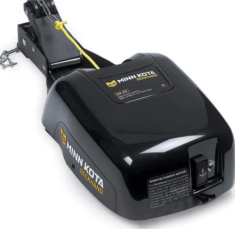 Minn Kota Deckhand 40 Electric Anchor Winch - 40 lb Capacity, 100 ft Nylon Rope, Horizontal Davit