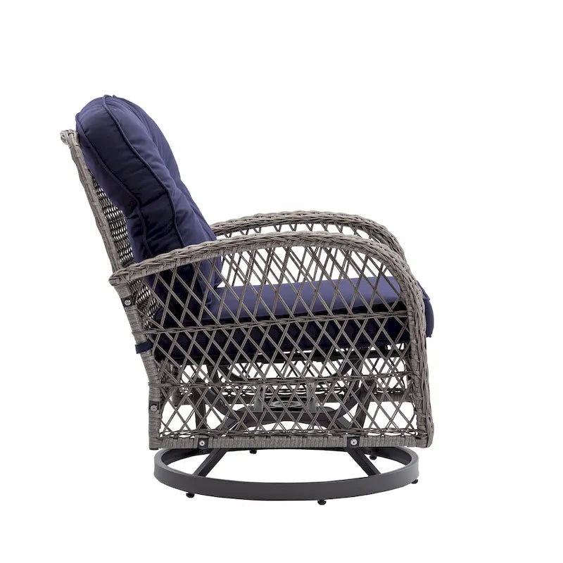 3-Piece Outdoor Swivel Rocker Patio Conversation Set - 360 Degree