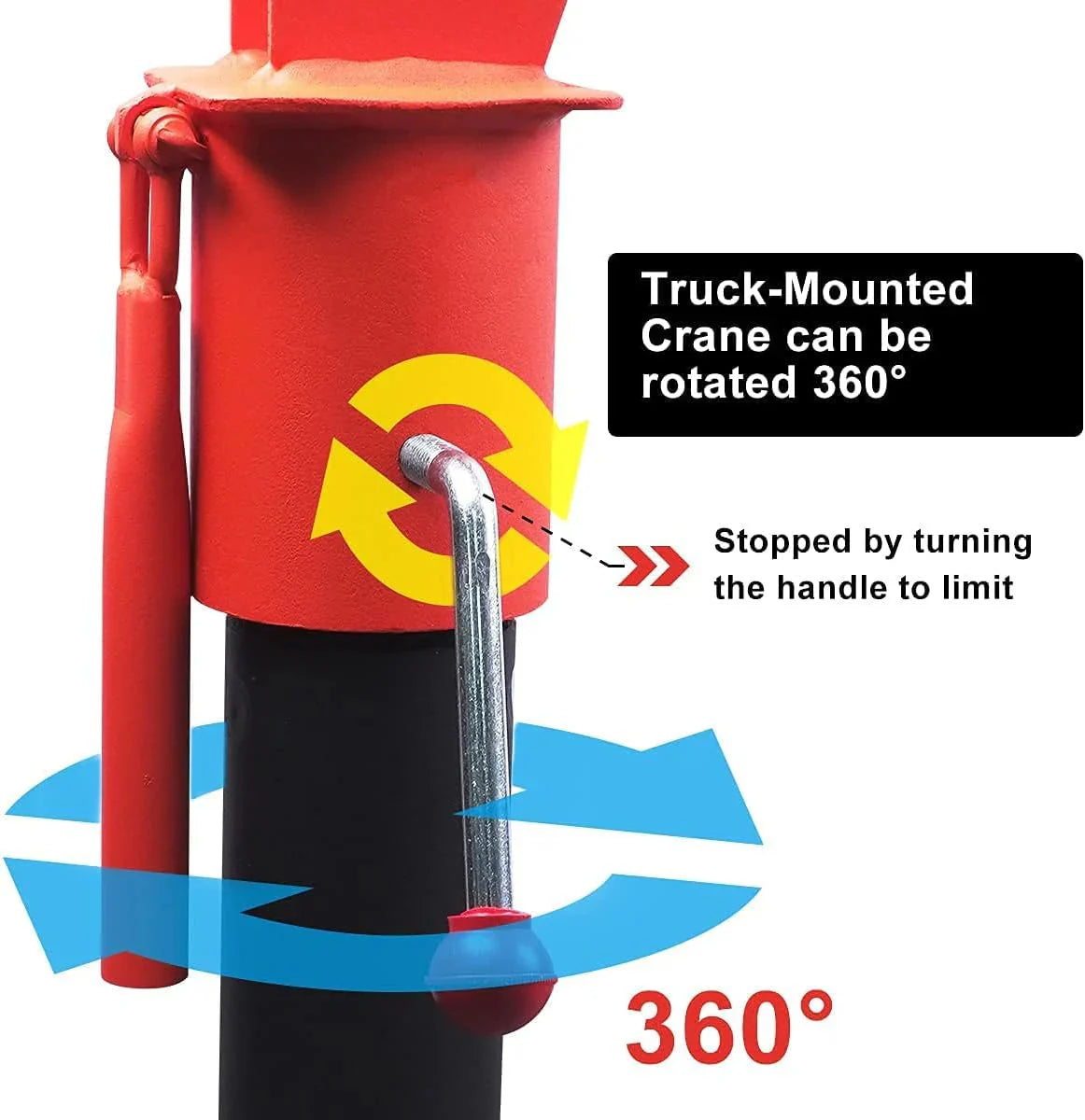 Pismire Folding Truck-Mounted Bed Crane Hoist, 1100 lb, 3500 lb 12V Electric Winch, Yellow Painted Steel - 3500lb