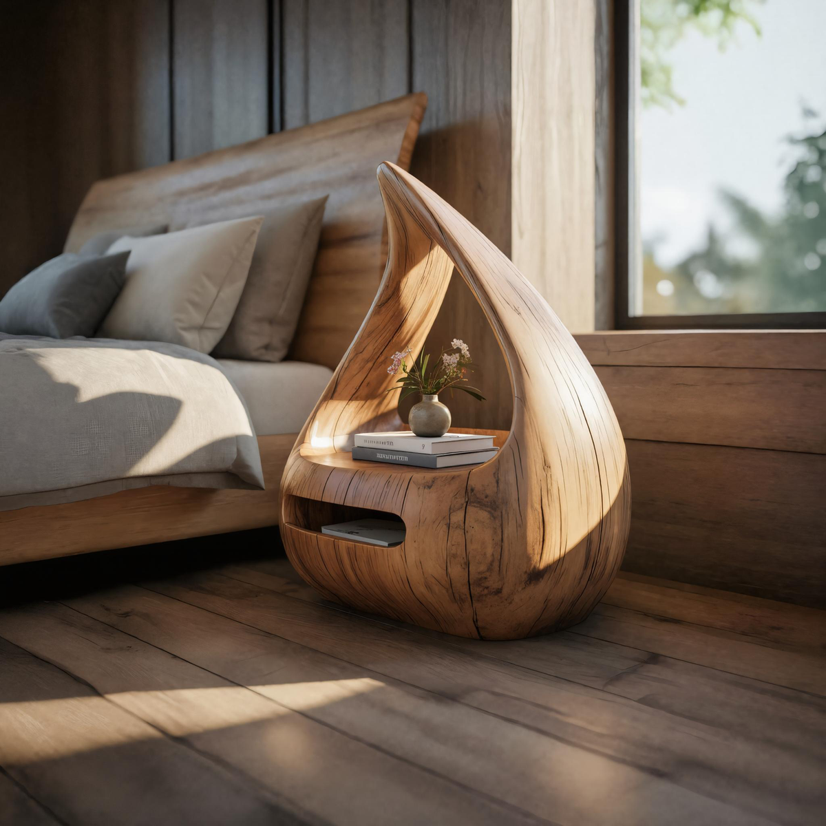 Artistic Teardrop Nightstand With Organic Design For Modern Bedroom - view 3