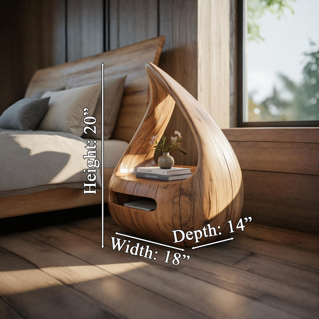 Artistic Teardrop Nightstand With Organic Design For Modern Bedroom - view 6