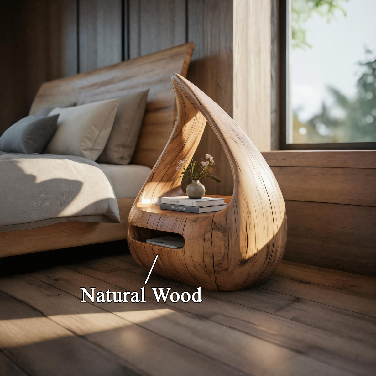 Artistic Teardrop Nightstand With Organic Design For Modern Bedroom - view 5