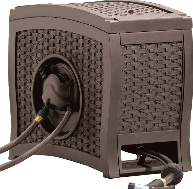 Suncast Aquawinder 125 Water-Powered Wicker Hose Reel - Java