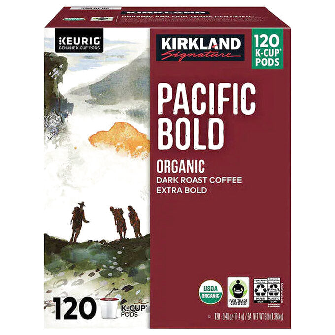 Kirkland Signature Organic Pacific Bold Dark Roast Coffee K-Cup Pods, 120-Count
