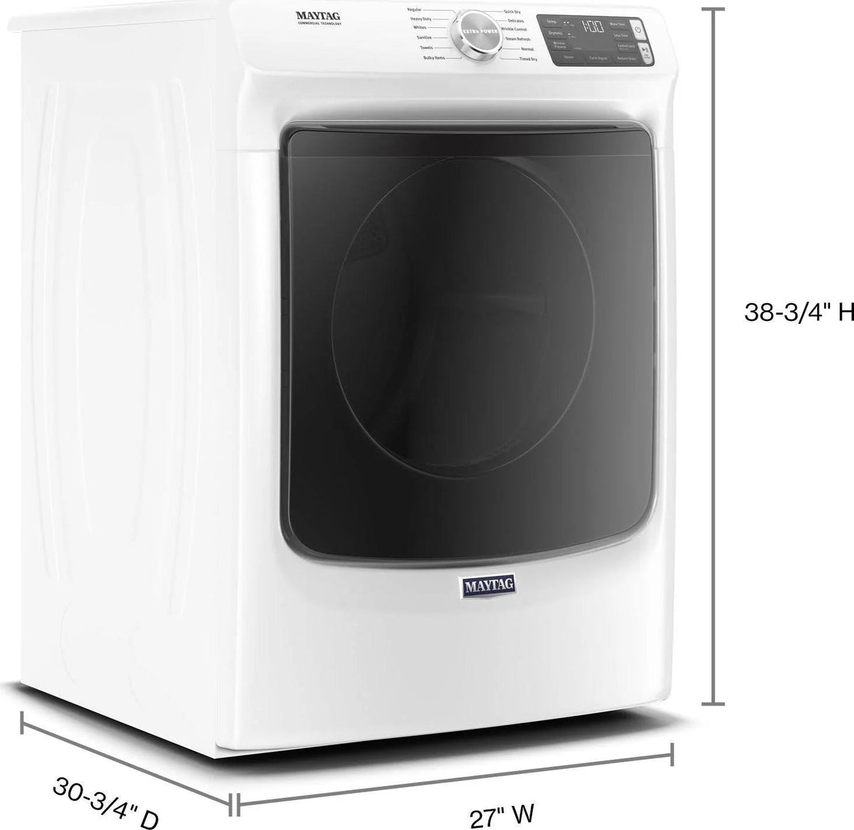 Maytag 7.3 Cu. Ft. Front-Loading Electric Dryer, White - MED6630HW