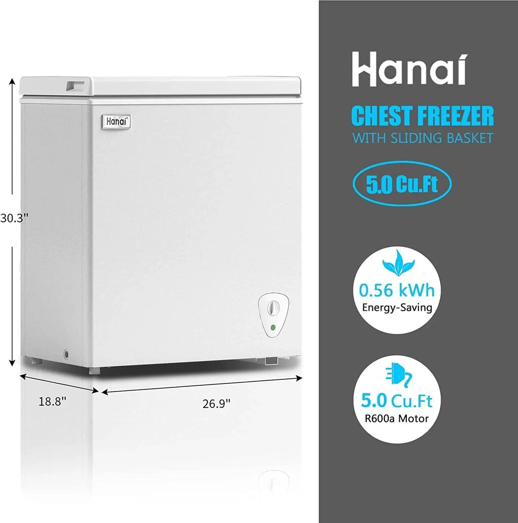 WANAI Chest Freezer 3.5 Cu. Ft. - Top Open Door