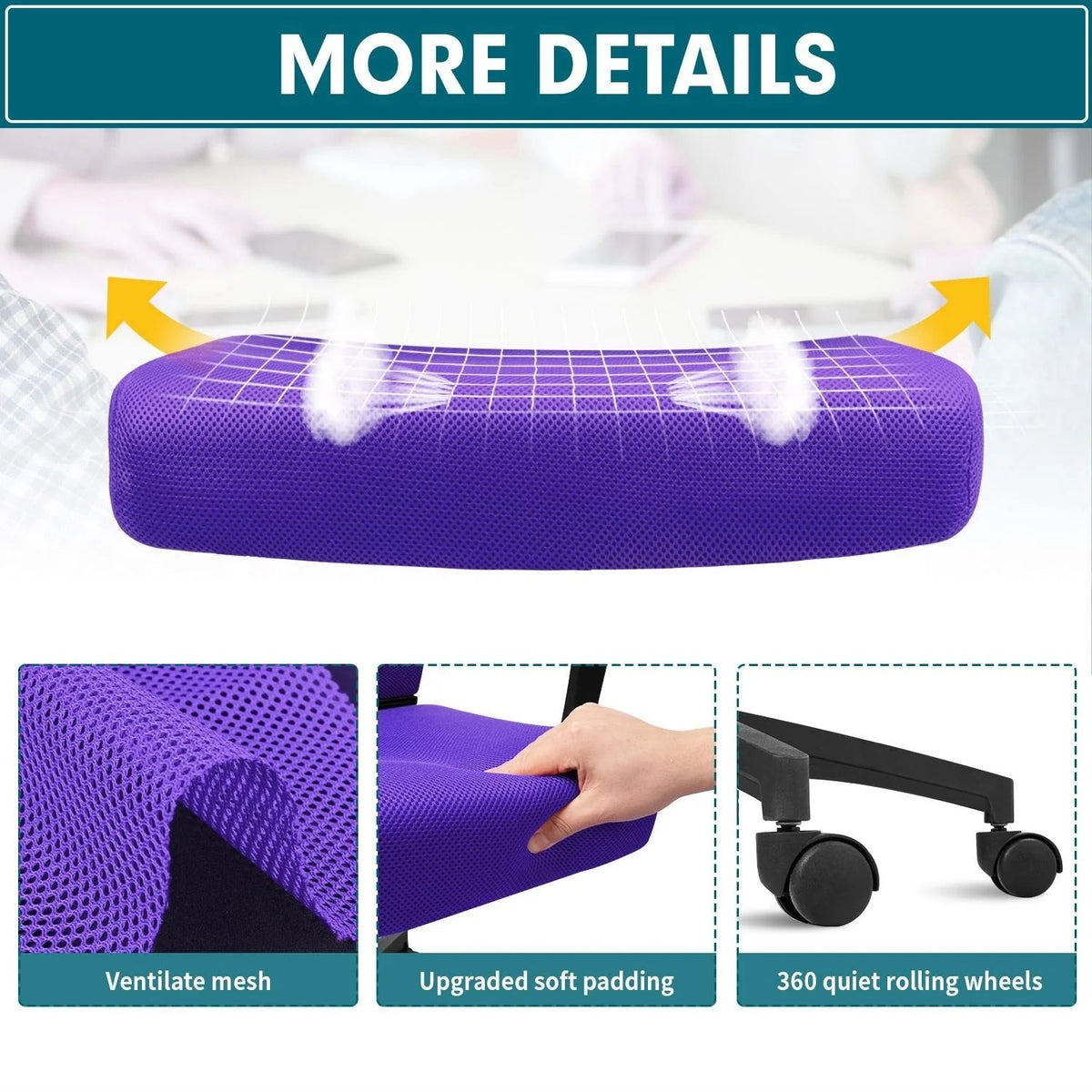 Ergonomic Mesh Mid-Back Office Chair With Adjustable Lumbar Support, 300 lbs Capacity