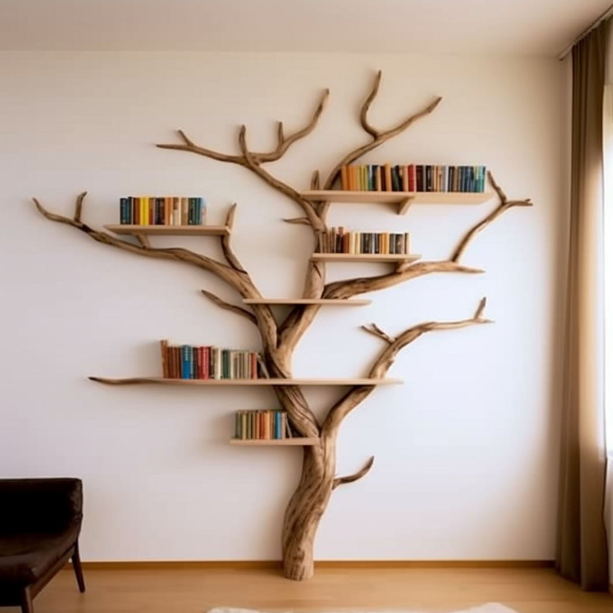 Elegant Wild Mulberry Tree Bookshelf Floating Shelves Live Edge - view 5