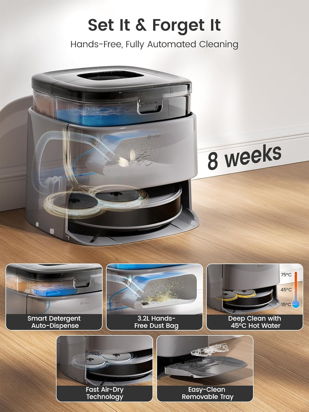 Lefant LiDAR Robot Vacuum And Mop, 20,000Pa Suction, 90-Day Self-Emptying - M3 Max