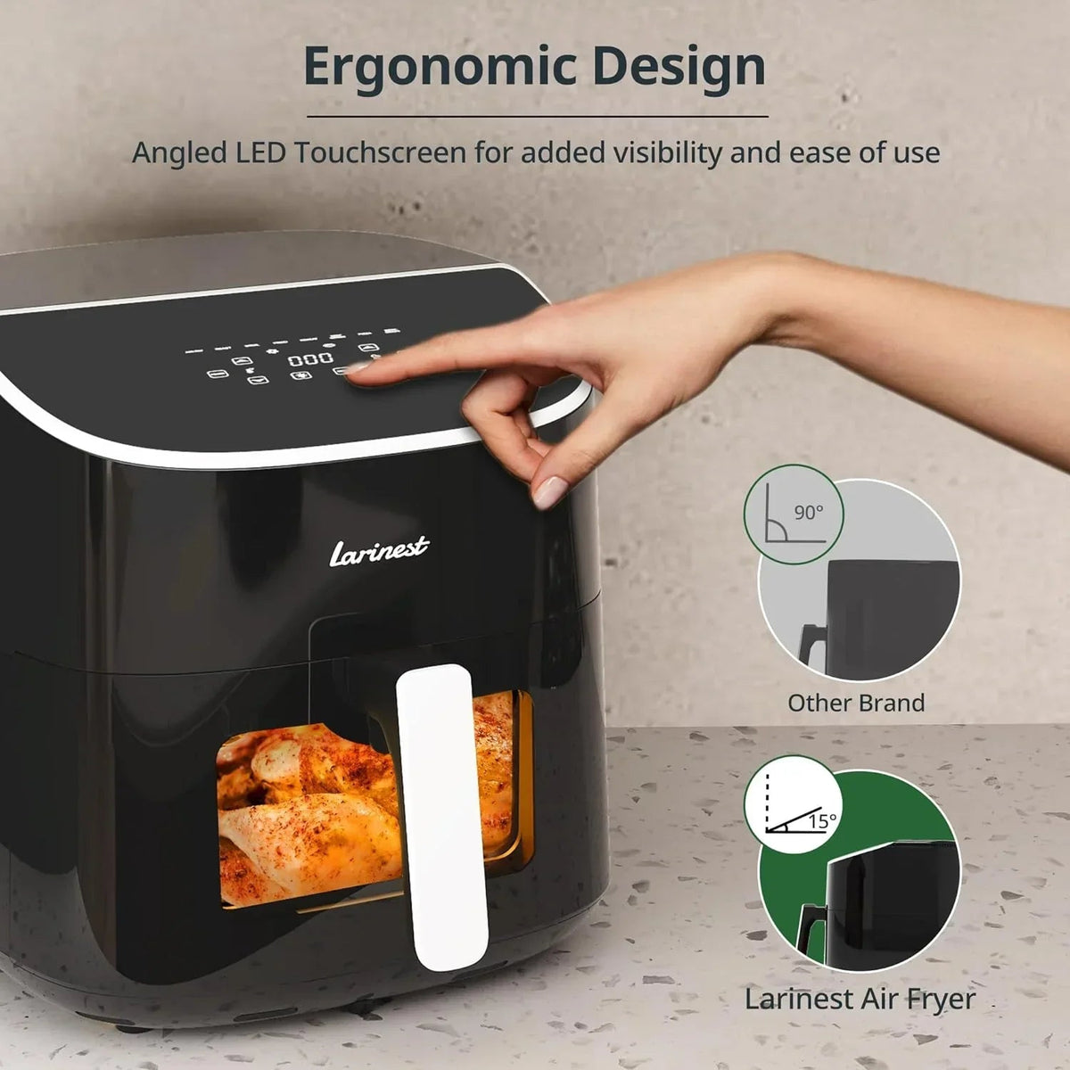 Larinest 8 Qt 8-in-1 Air Fryer With Viewing Window, Black - AF701