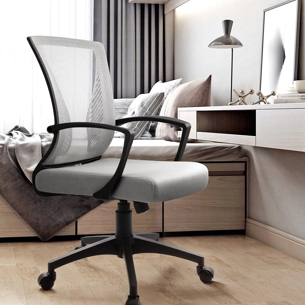 Ergonomic Mesh Mid-Back Office Chair With Adjustable Lumbar Support, 300 lbs Capacity
