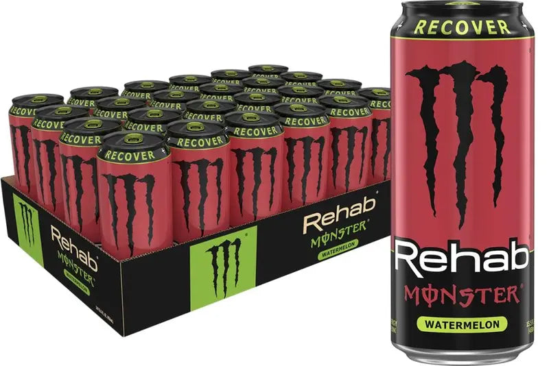 Monster Energy Rehab Watermelon Energy Drink, 15.5oz, 24-Pack, 150mg Caffeine