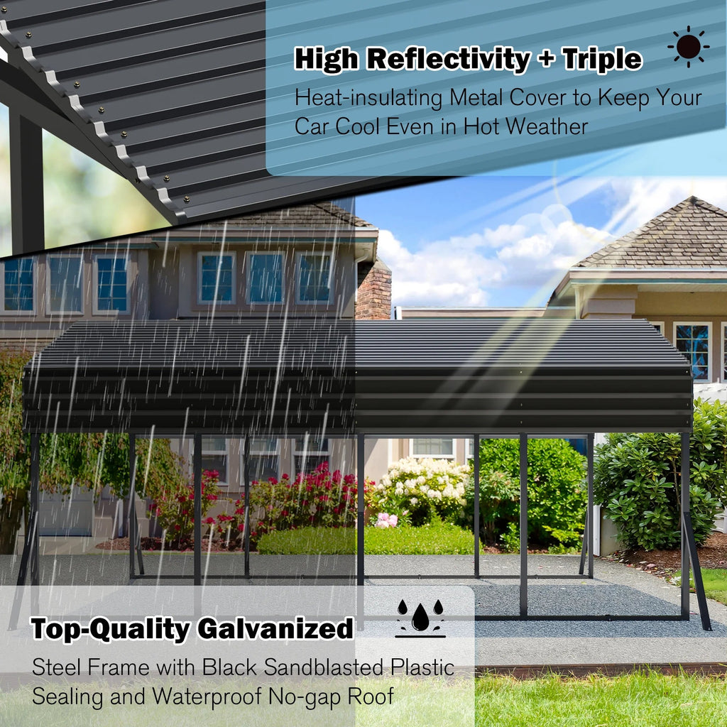 MUCHANT Heavy-Duty Carport, 12' x 20', Galvanized Steel Roof