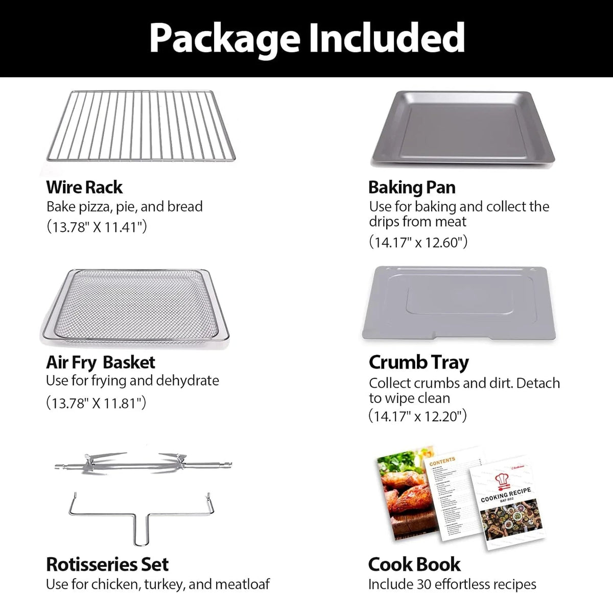 Beelicious Air Fryer Oven Combo, 32QT, Black, 19-in-1 - BAF-802